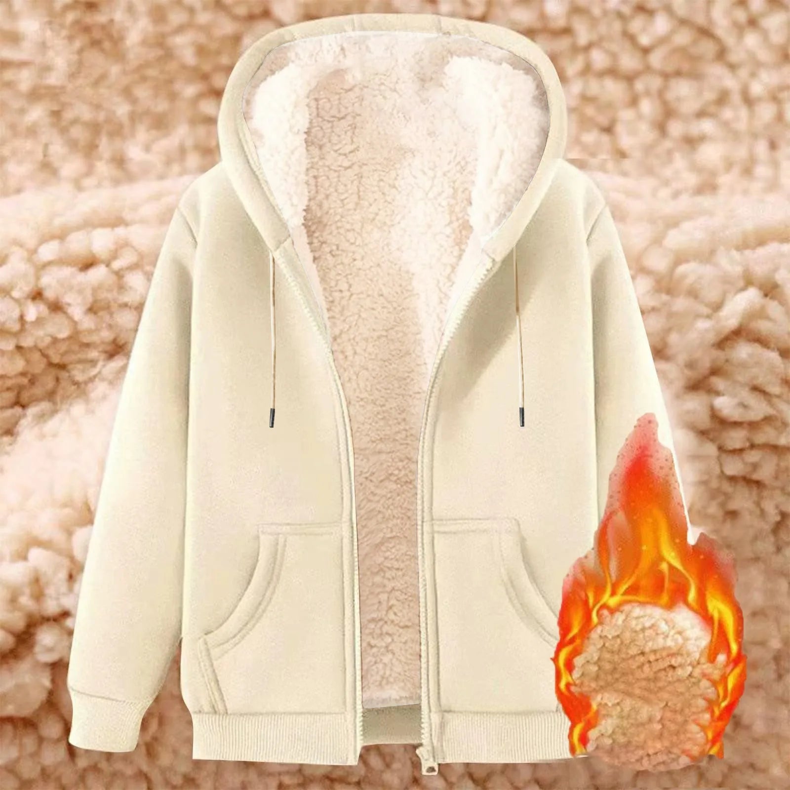 Fashion Long Sleeve Zipper Hooded Plush Street American Personality Autumn Retro Sweatshirt Solid Color Women Clothing толстовка