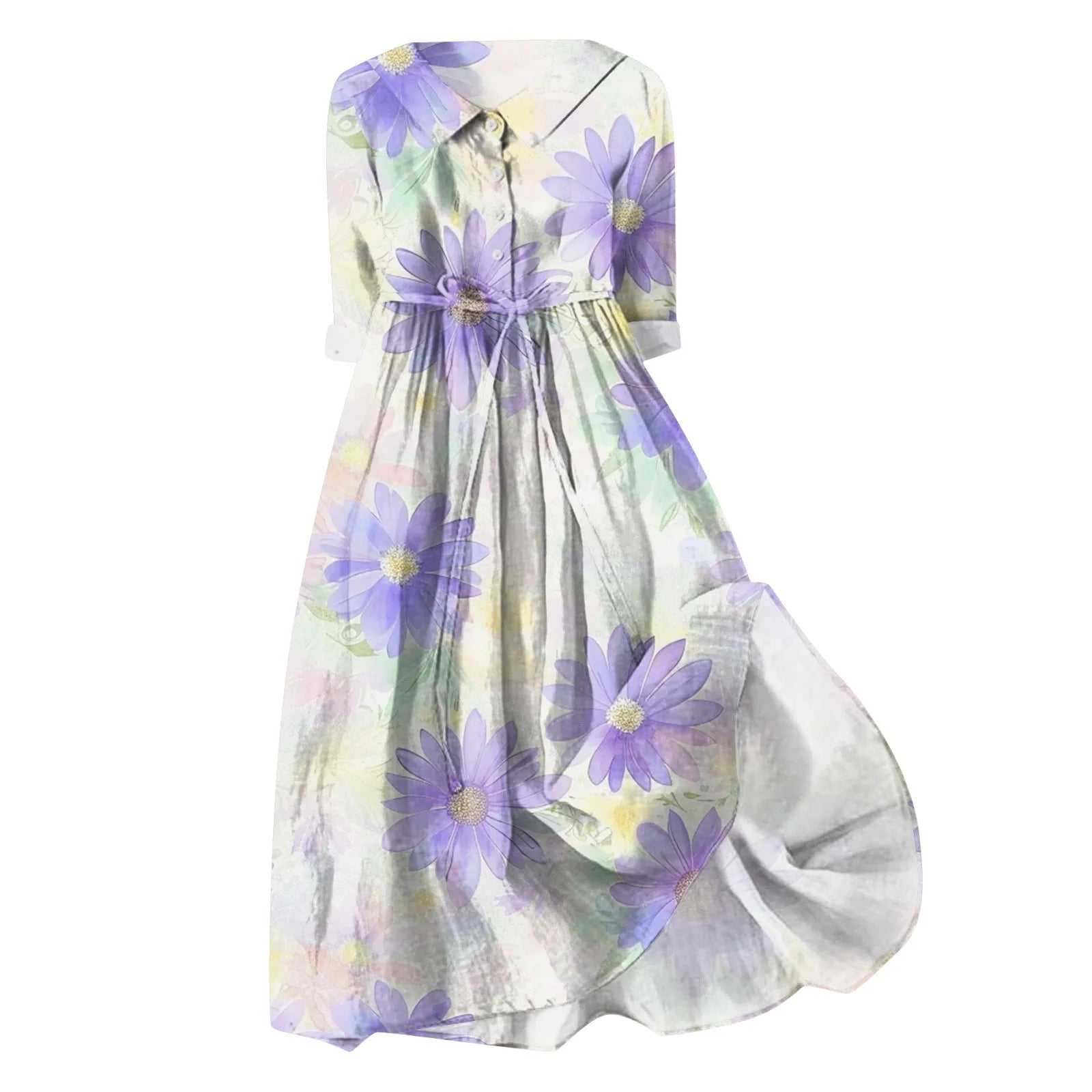 Aline Summer Dresses For Women Women Bohemian Summer Dress Long Sleeve Plain Floral A Line Womens Casual Long Sleeve Dress