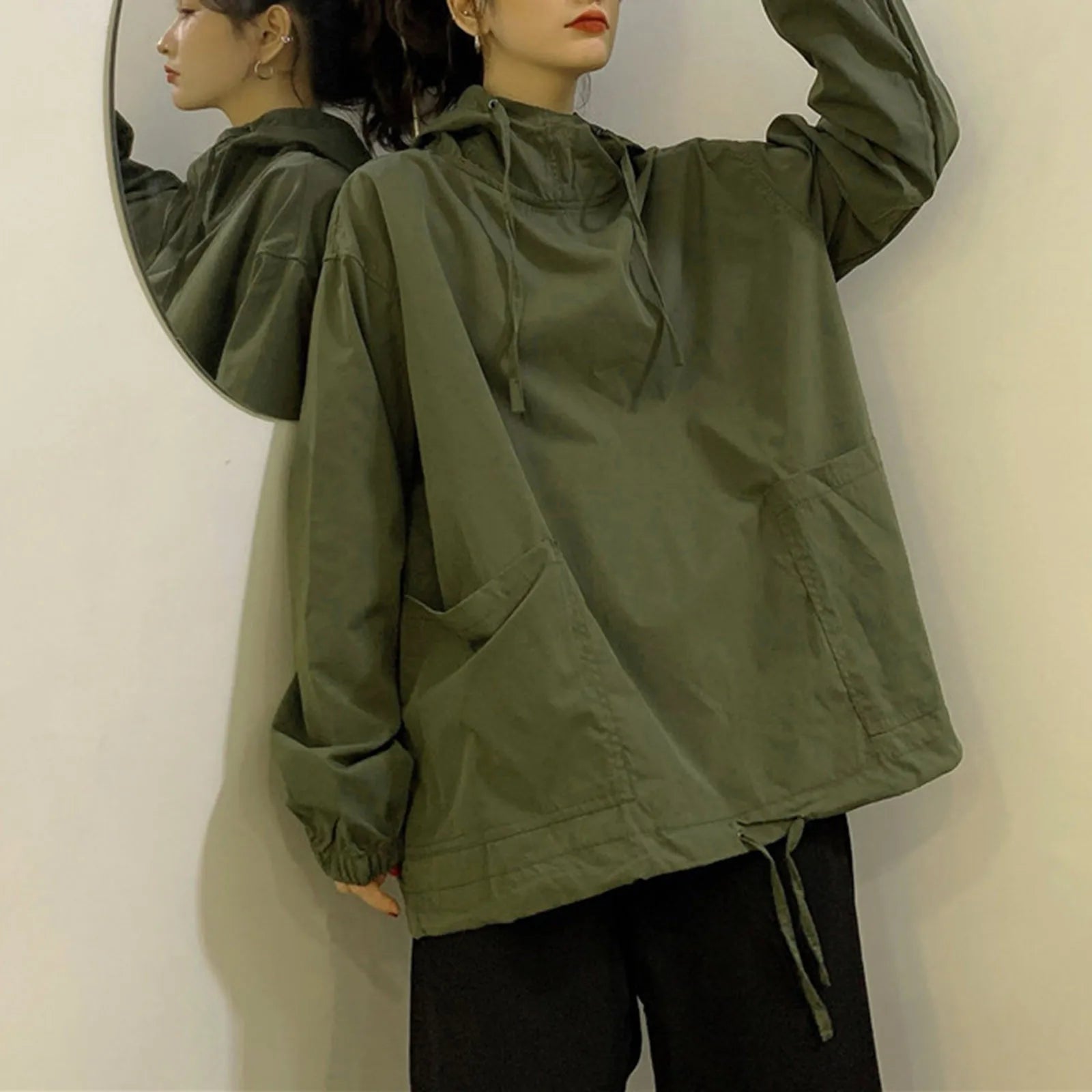 Thin Hooded Hip Hop Street Autumn Hoodie Women'S Casual Solid Color Female Hoodies Fashion Oversize Loose New Sweatshirts кофта