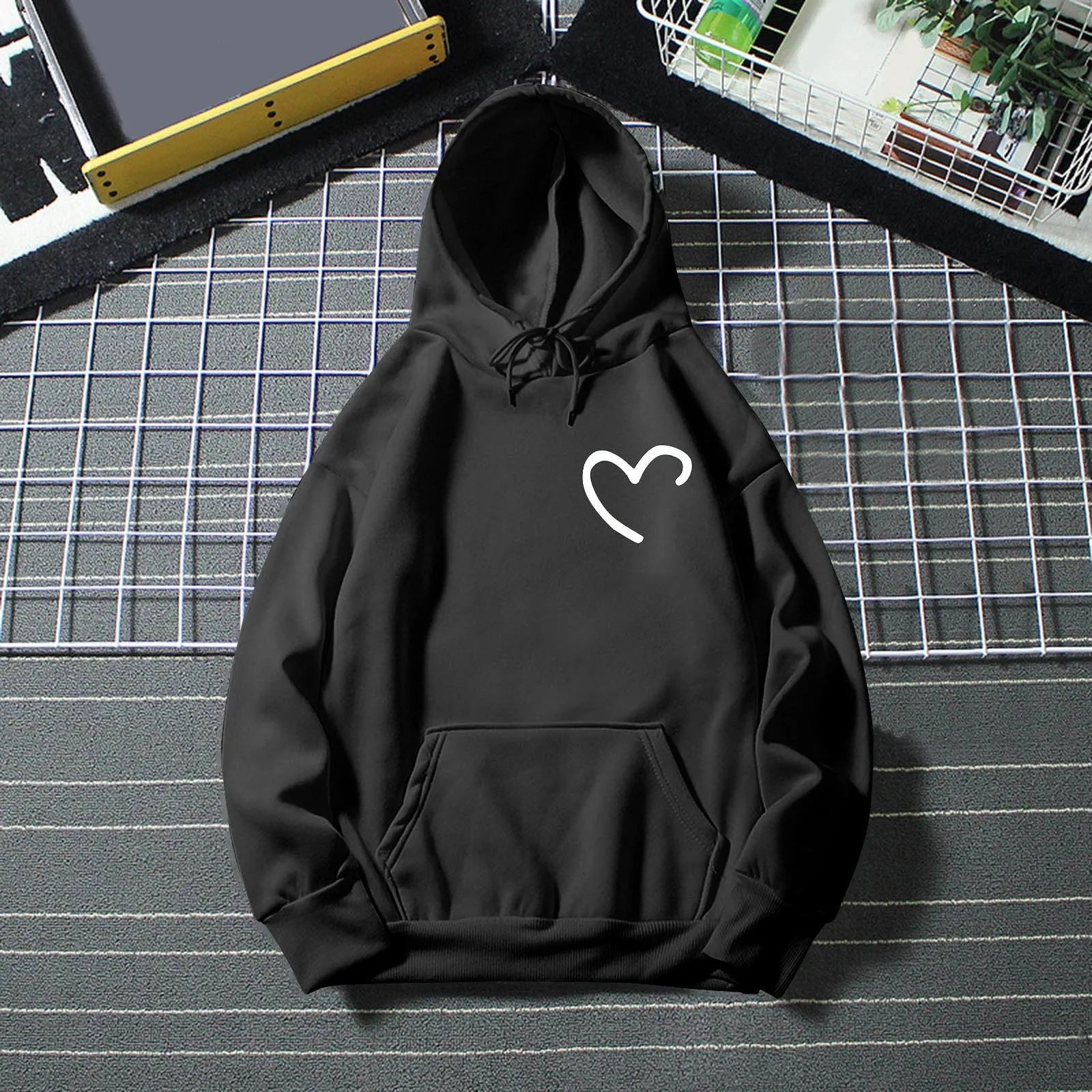 Solid Color Hooded Sweatshirt Casual Love Round Neck Sweatshirt Harajuku Street Wear Hoodie Sportswear Sudaderas De Mujeres