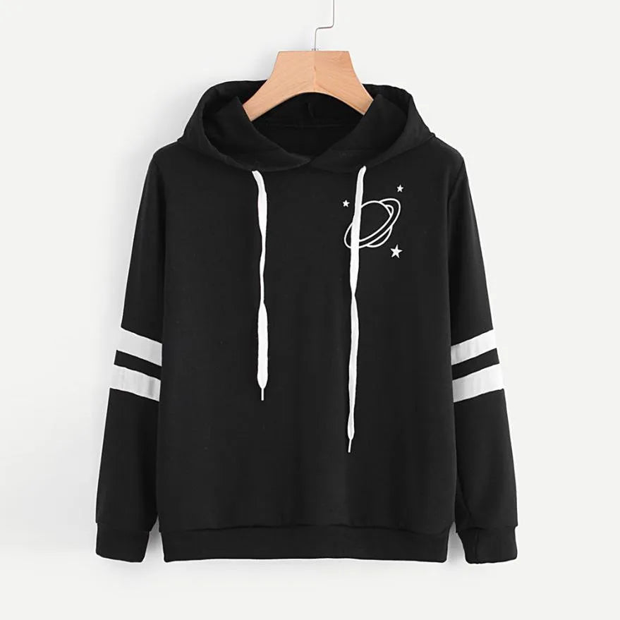 Fashion Long Sleeve Sweatshirt Womens Hip Hop Street Planetary Printing Female Hoodies Fashion Oversize Loose New Sweatshirts