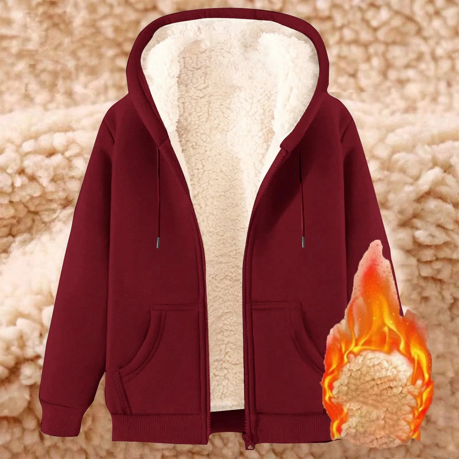 Fashion Long Sleeve Zipper Hooded Plush Street American Personality Autumn Retro Sweatshirt Solid Color Women Clothing толстовка