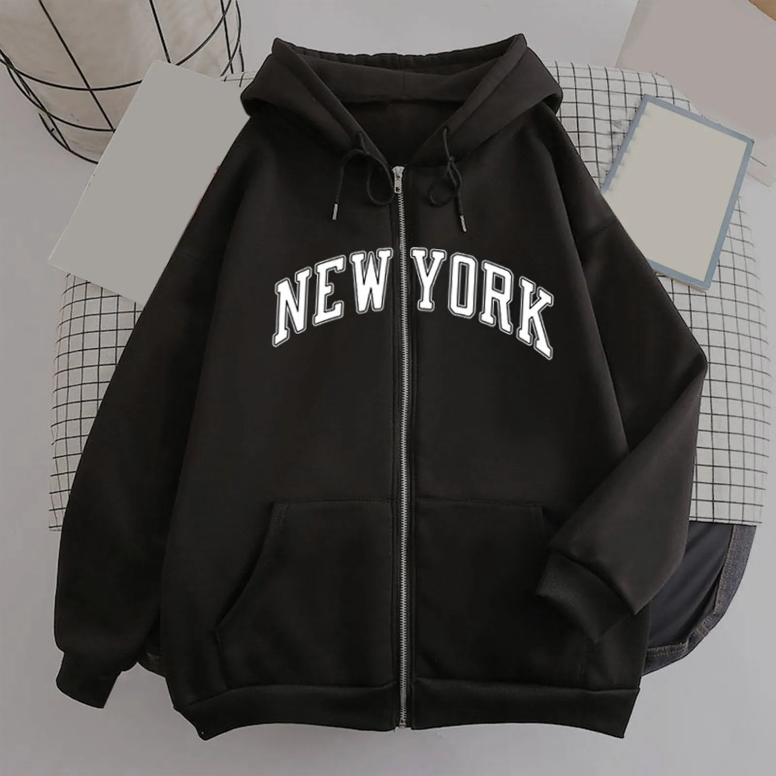 Letter Printed Round Neck Hooded Casual Long Sleeve Hip Hop Oversized Hoody Casual Loose Sweatshirt Crewneck Fleece Hoodies 후드집업