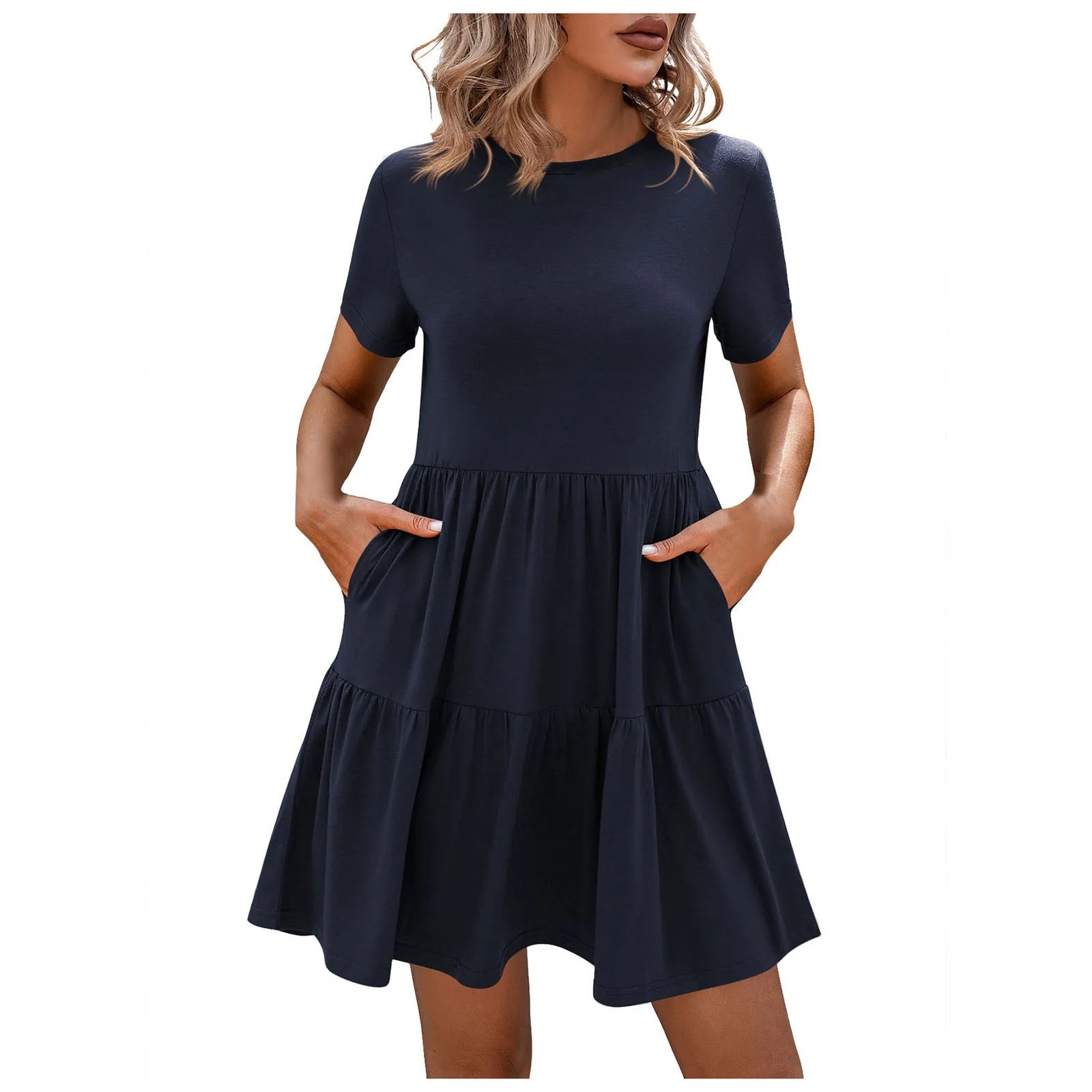 Ruffled Dress For Women Women Summer Dress Ruffle Hem Beach Dress Short Sleeve Casual Coral Long Dresses For Women With Sleeves