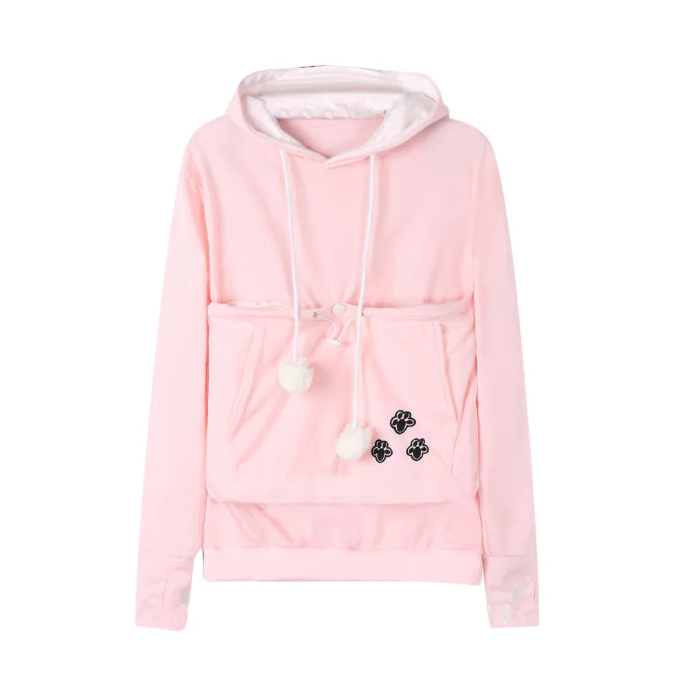 Pet Dog Cat Holder Coat Pouch Large Pocket Women Y2k Street Fashion Brand Loose Oversized Hoodie Versatile Casual Retro Top худи