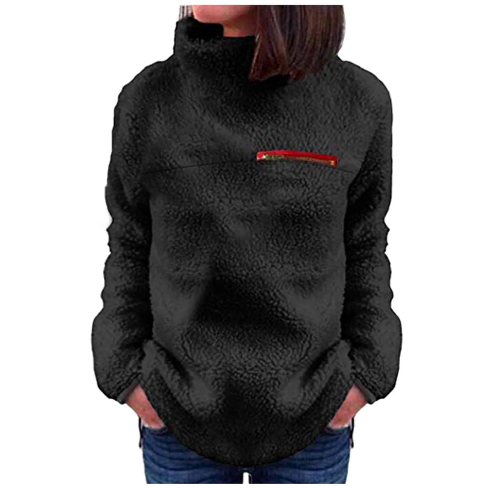 Solid Color Sweatshirt Zipper Turtleneck Warm Printed Hoodies Gothic Harajuku Hip Hop Retro Black Pullover Y2k Streetwear Unisex