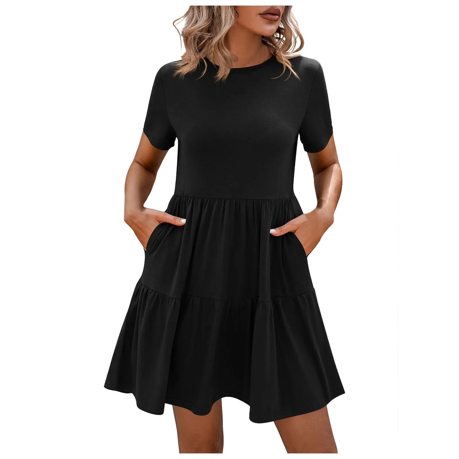 Ruffled Dress For Women Women Summer Dress Ruffle Hem Beach Dress Short Sleeve Casual Coral Long Dresses For Women With Sleeves