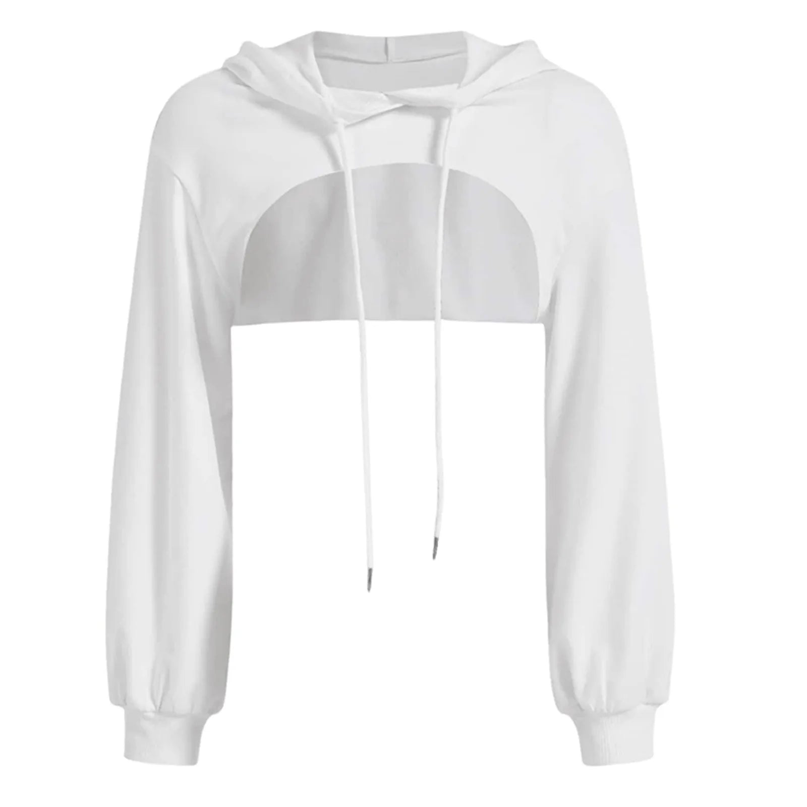 Large Size Casual Cropped Hoodie Long Sleeved Y2k Hip Hop Sweatshirt Solid Color Oversized Hoodie Women Gothic Pullover Clothes