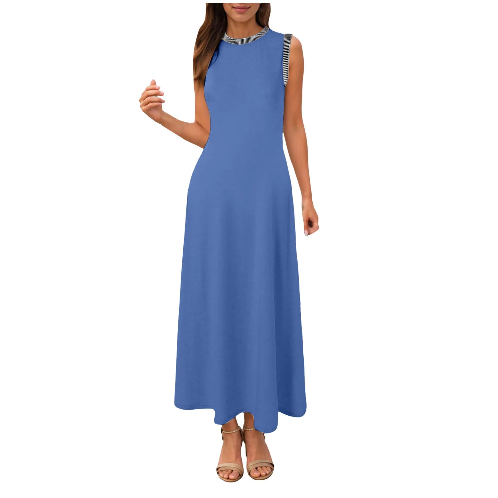 Women Summer Outfits Women Spring Summer Casual Beach Vest Dress Vacation Sleeveless Vest Round Womens Winter Casual Dresses