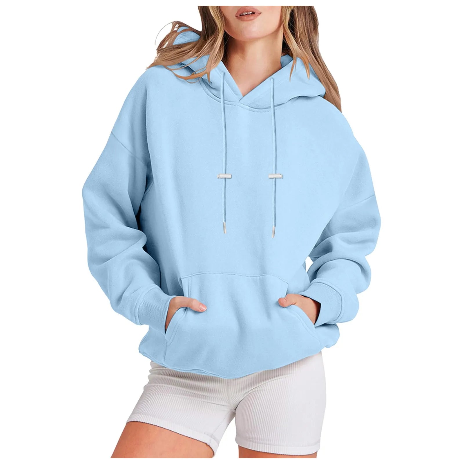 Solid Basic Fleece Loose Hoodie Fashion Loose Hoody Warm Casual Sweatshirt Autumn Fleece Korean Chic Female Clothing Ropa Mujer