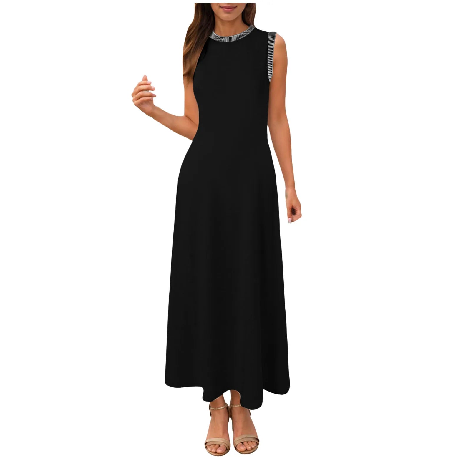 Women Summer Outfits Women Spring Summer Casual Beach Vest Dress Vacation Sleeveless Vest Round Womens Winter Casual Dresses