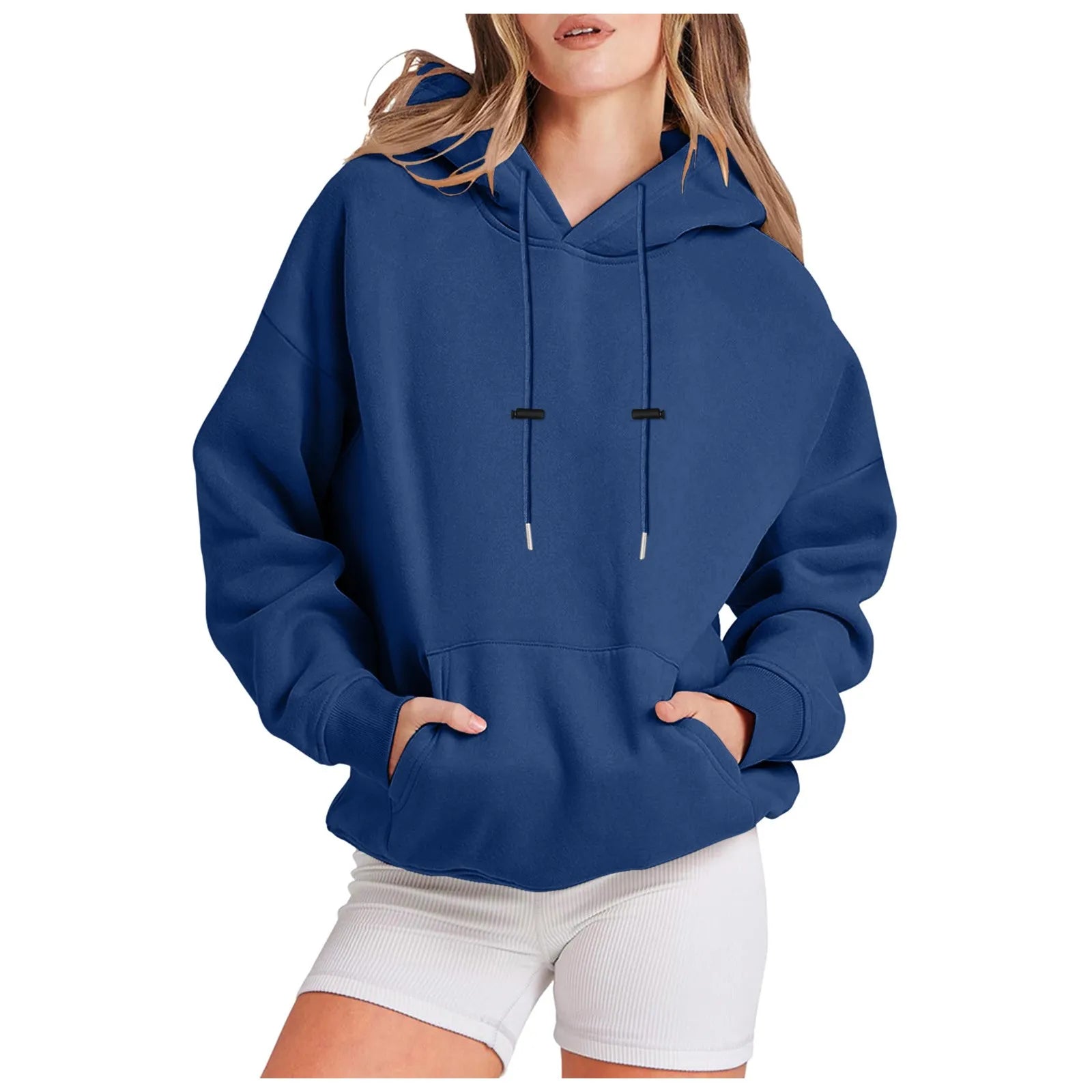 Solid Basic Fleece Loose Hoodie Fashion Loose Hoody Warm Casual Sweatshirt Autumn Fleece Korean Chic Female Clothing Ropa Mujer