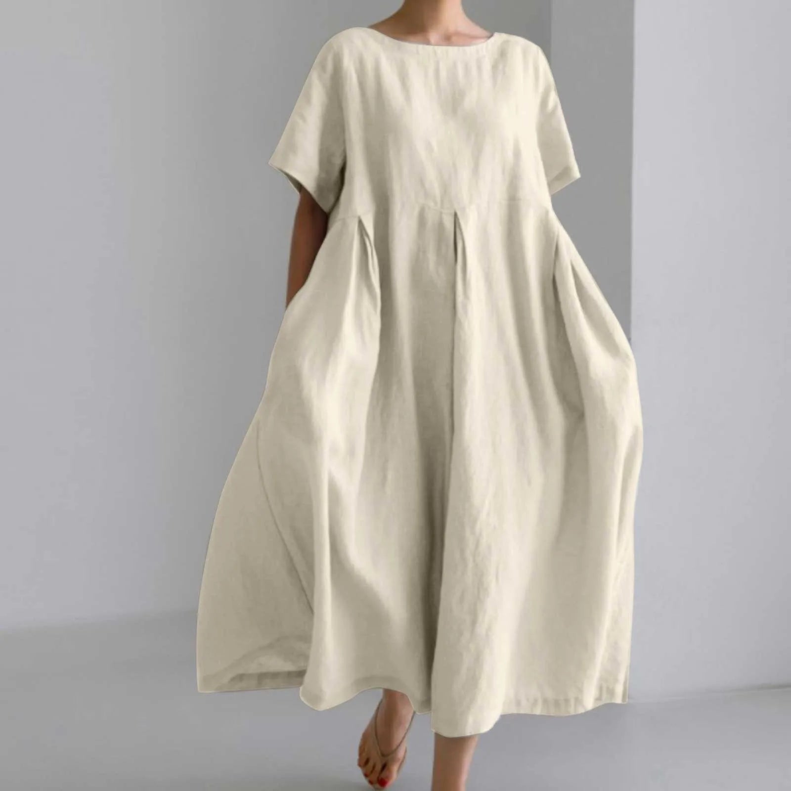 Dresses For Women Long Sleeve Fall Women Fashion Solid Loose Dress Pullover Round Neck Over The Knee Cute Fall Dress For Women